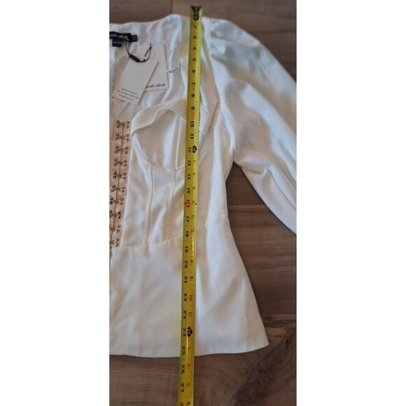 Lavish Alice Puff Sleeve Corset Top in White Size US 12 - Picture 6 of 16